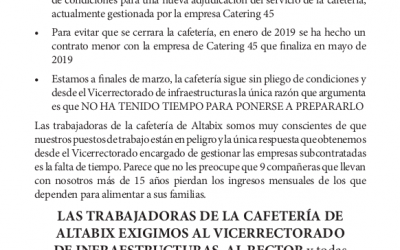 Situación actual de la cafetería de Altabix