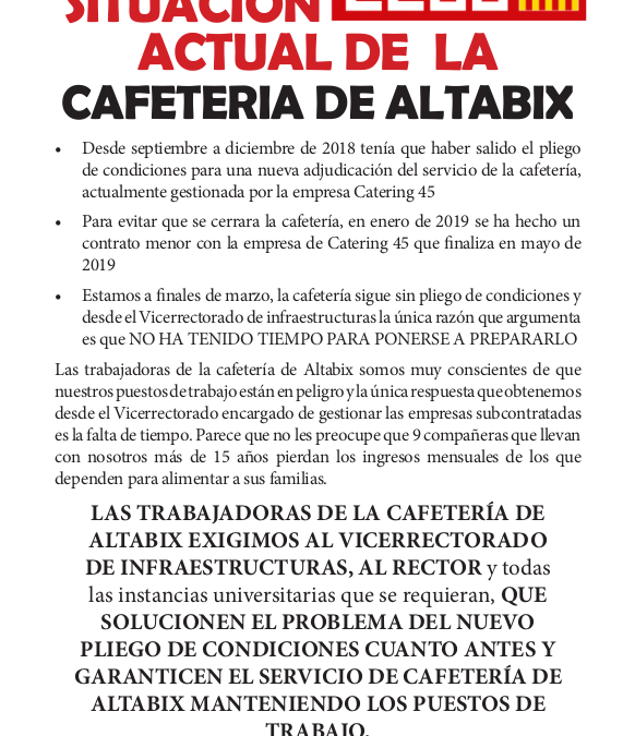 Situación actual de la cafetería de Altabix