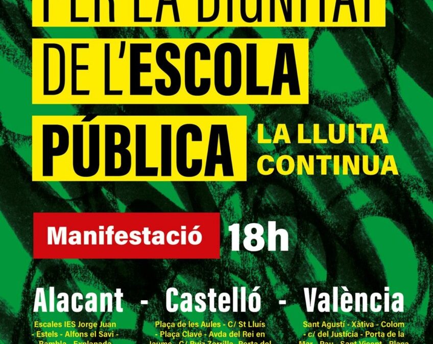 El dissabte 12 de setembre emplenem els carrers per l’educació pública